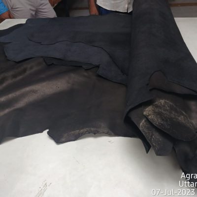 Water Affected Black Leather